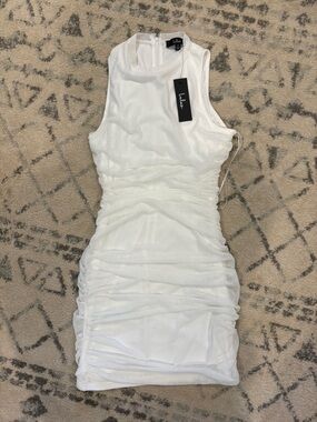 Lulu's White Ruched Tank Mini Dress